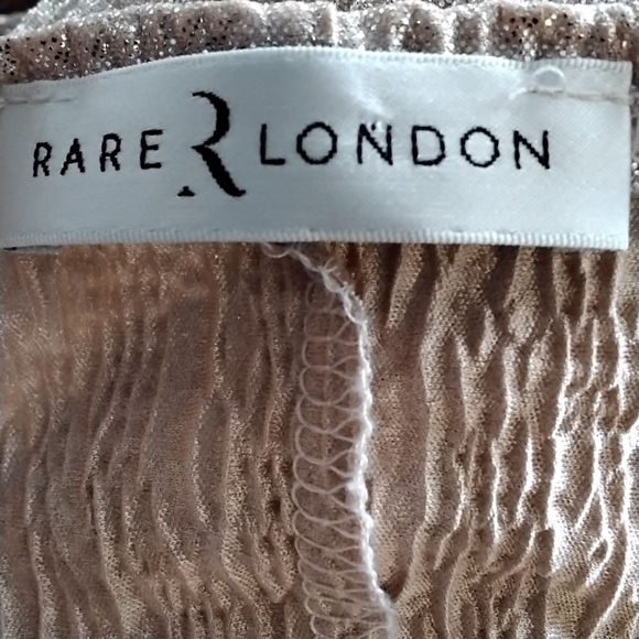 Rare London Gold Sparkly Crepe Dress With A Low V-Neck - Picture 8 of 9